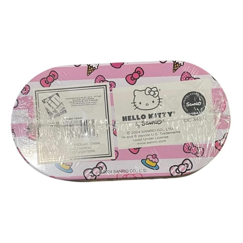 Hello Kitty‎ Salt Pepper Shaker Set with Holder Pink Striped Collectible Gift
